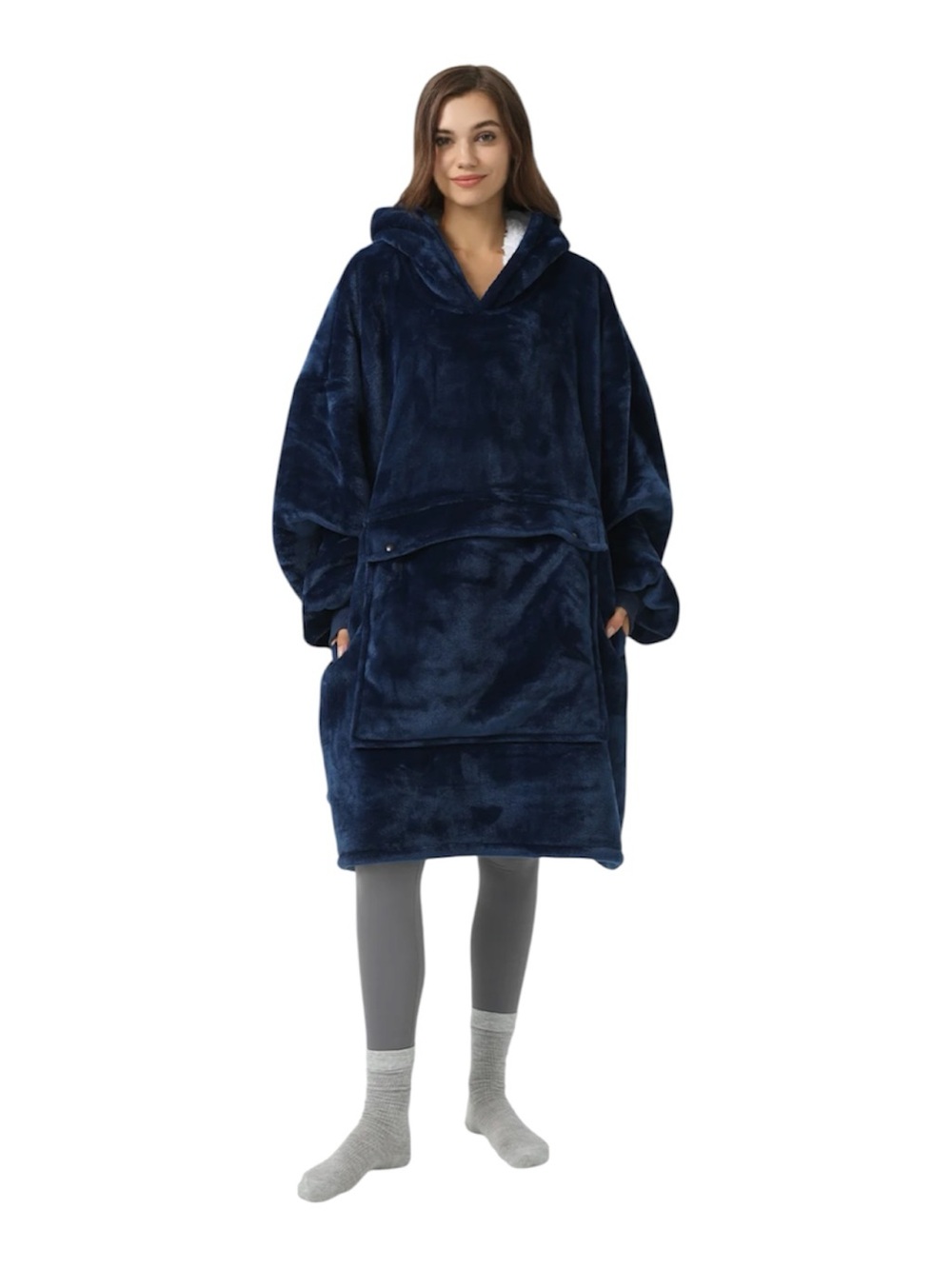 Uniquebella blanket sweatshirt premium hoodie one size fit all Navy blue
